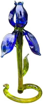 Blue Glass Iris Flower Figurine – Hand-Blown Murano-Style Sculpture