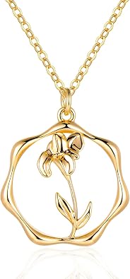 Gold Necklace for Women Birth Flower Necklaces