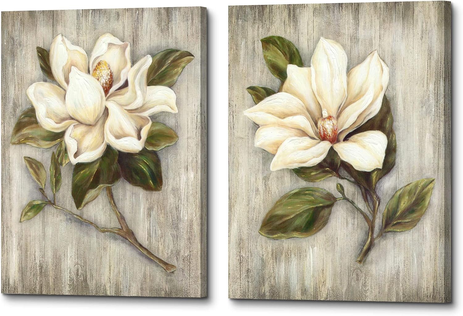 Magnolia Flower Canvas Wall Art (set of 2)