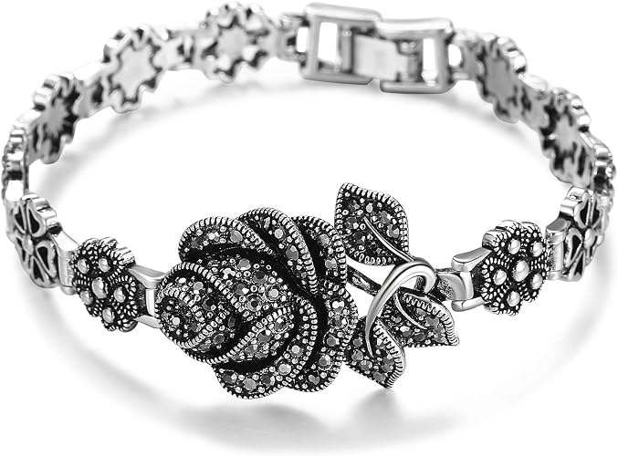 Black Onyx Geometric Rose Bracelet