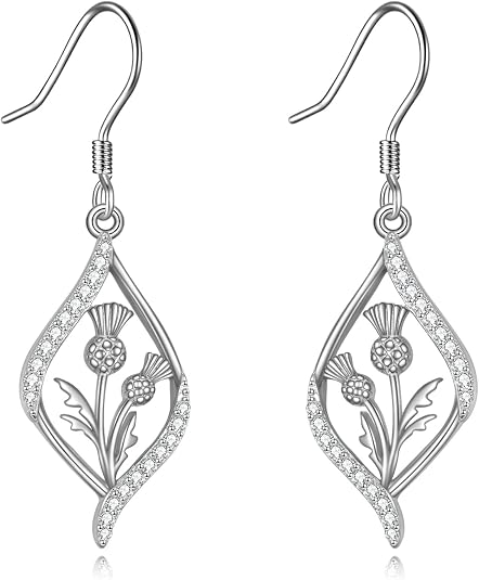 Sterling Silver Thistle Flower Earrings