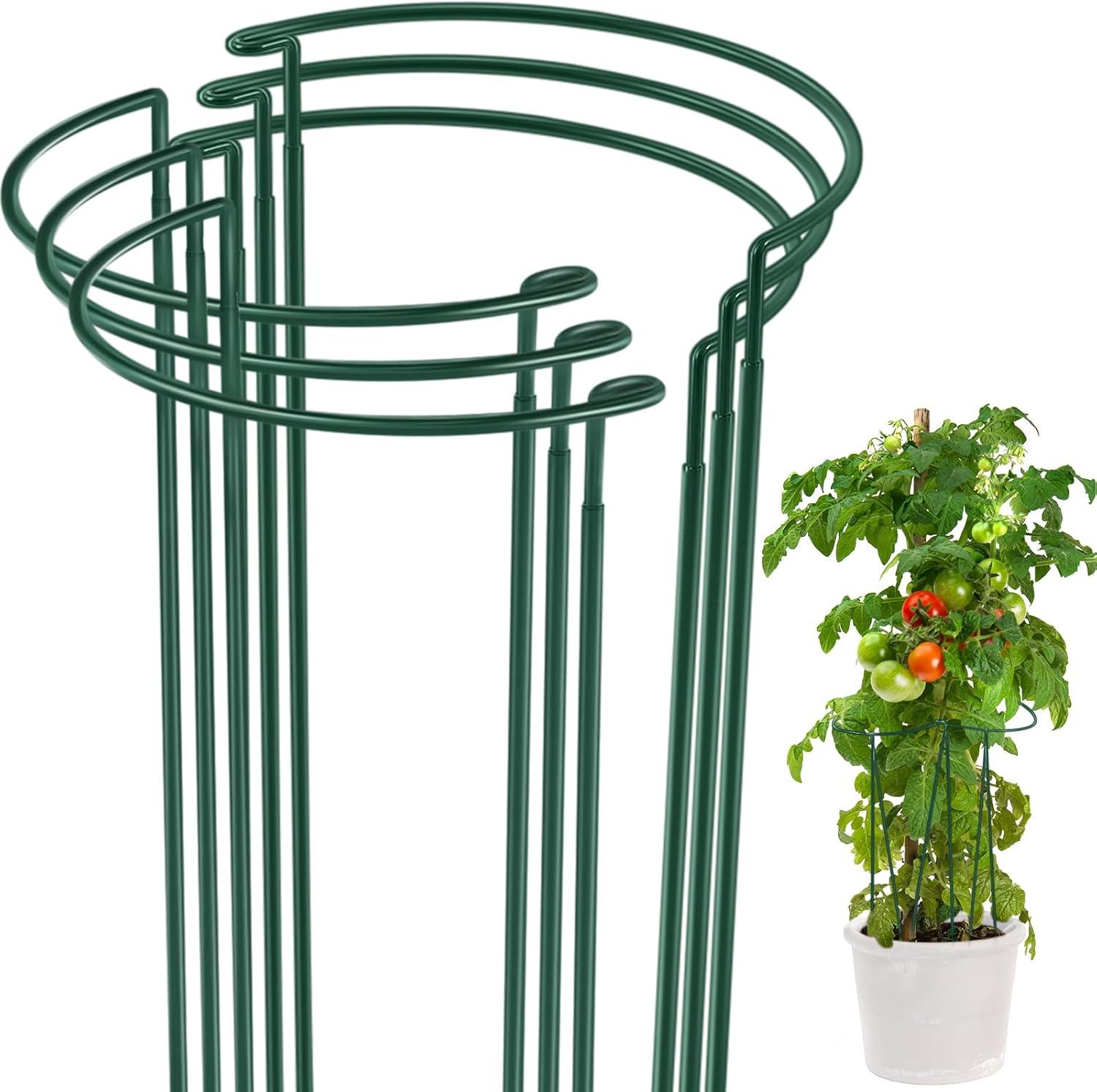 6 Pcs 48 H x 15.8 W Plant Support Stakes Cages for Garden, Metal Half Round Plants Tension Rods