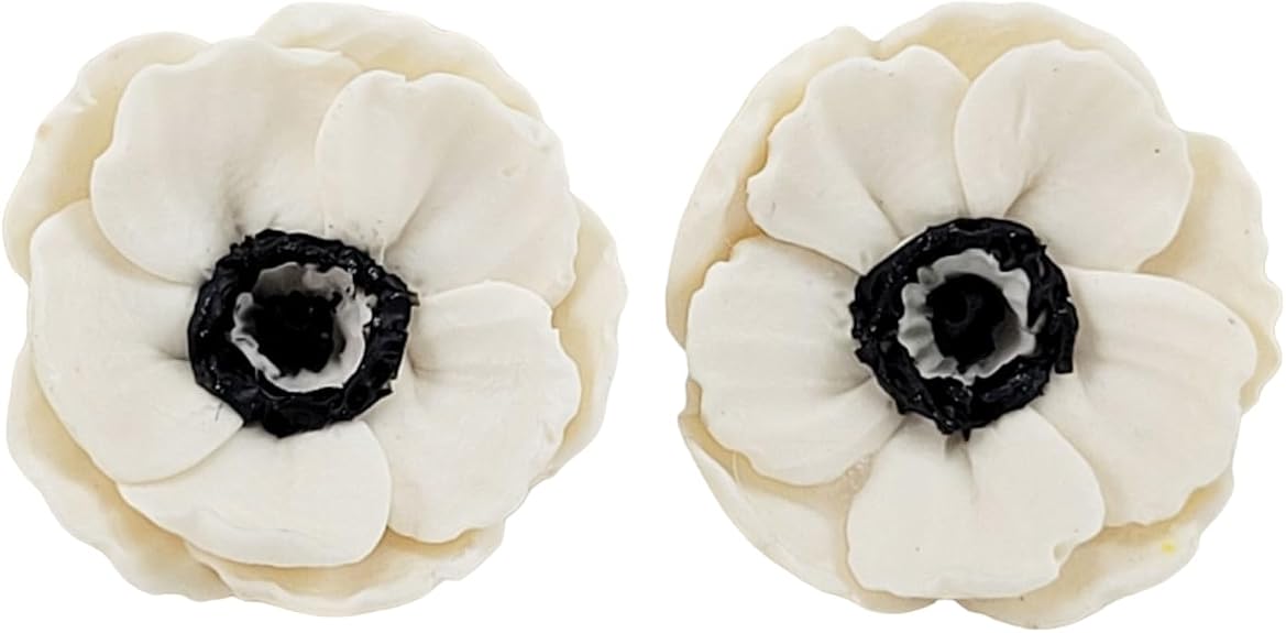Anemone Flower Polymer Clay Stud Earrings