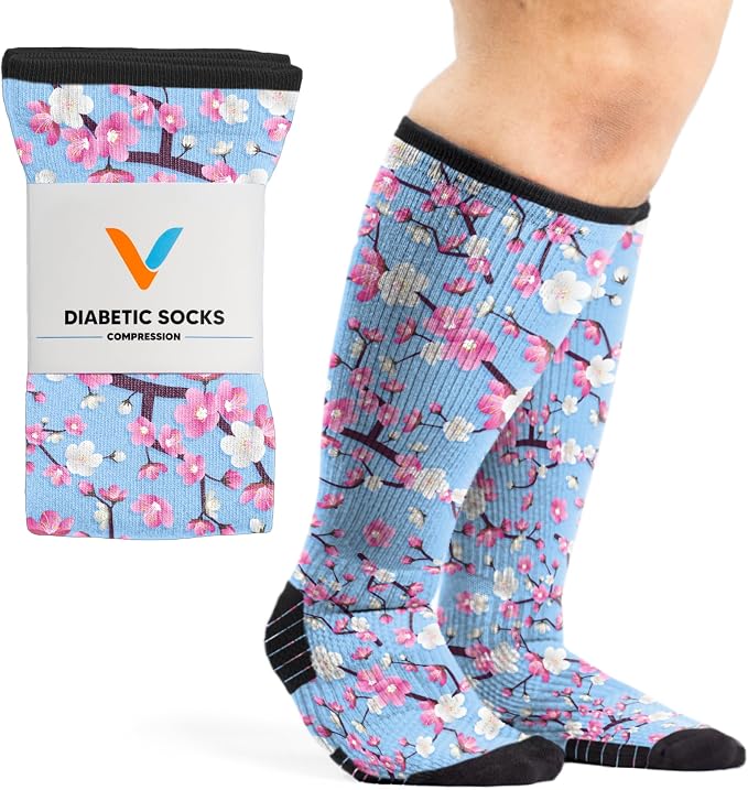 Pink Cherry Blossom Compression Socks