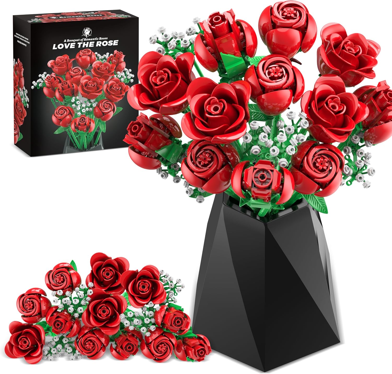 Red Rose Bouquet Building Set