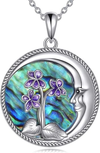 Sterling Silver Violet Flower Pendant and Necklace