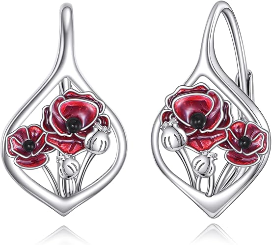 Sterling Silver Poppy Earrings
