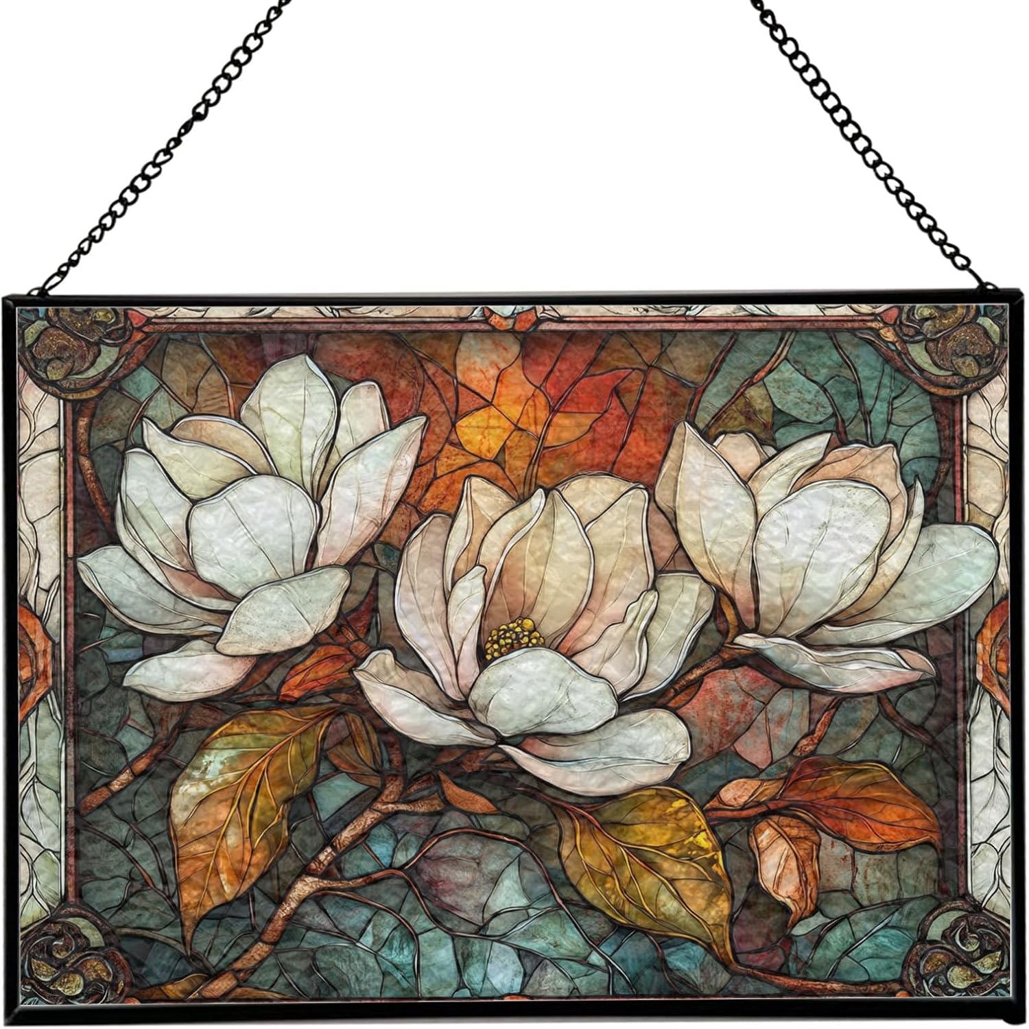 Stained Glass Magnolia Flowers