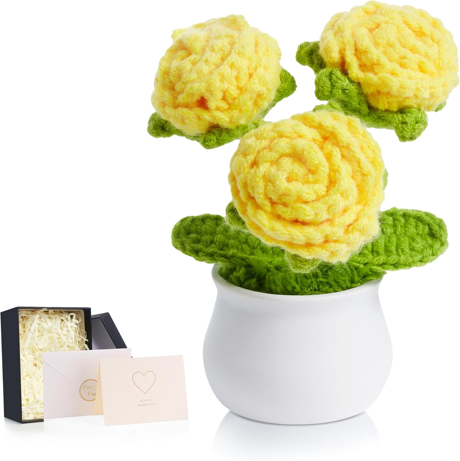 Handmade Potted Yellow Roses