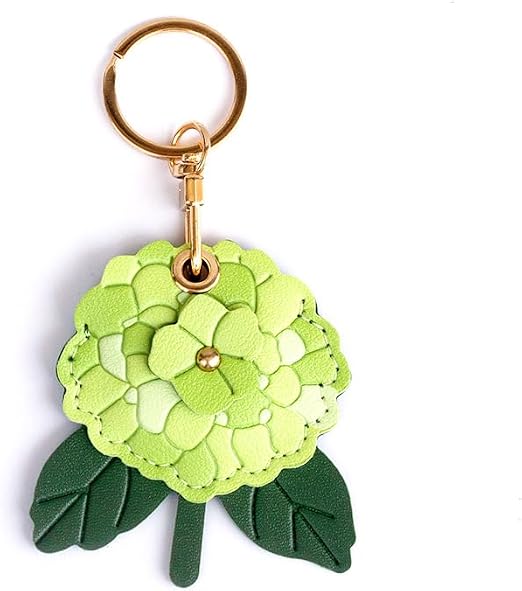 Leather Hydrangea Flower Keychain