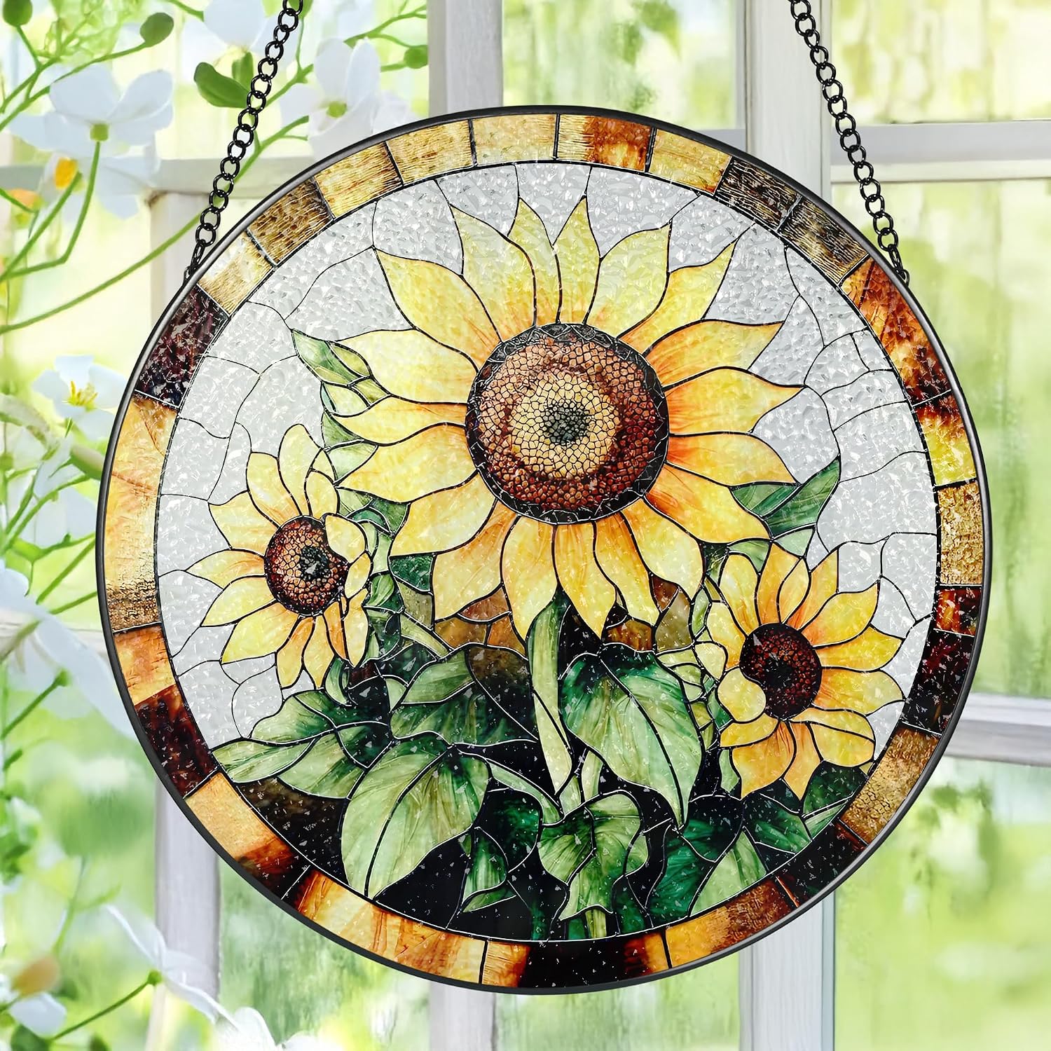 Sunflower Stained Glass Suncatcher