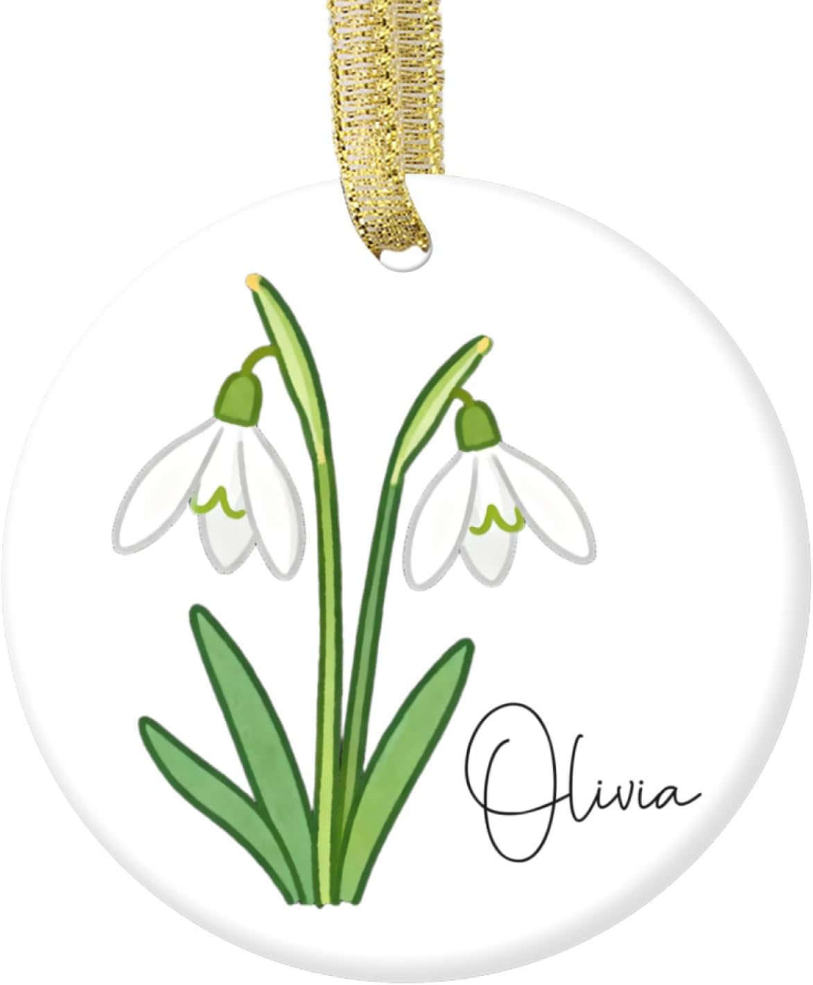 Snowdrop Flower Ceramic Christmas Ornament