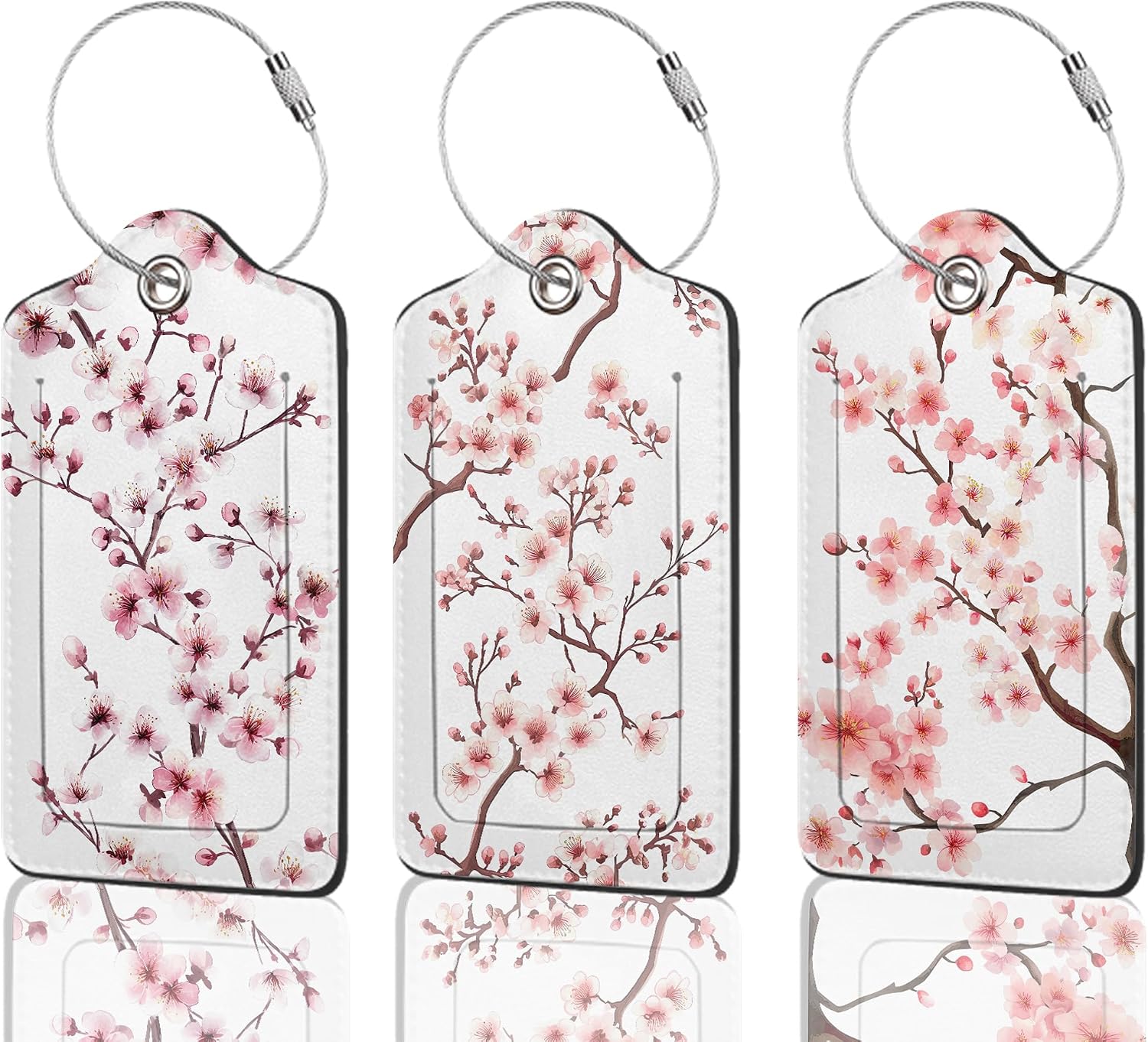 Pink Cherry Blossom Luggage Tags  (set of 3)