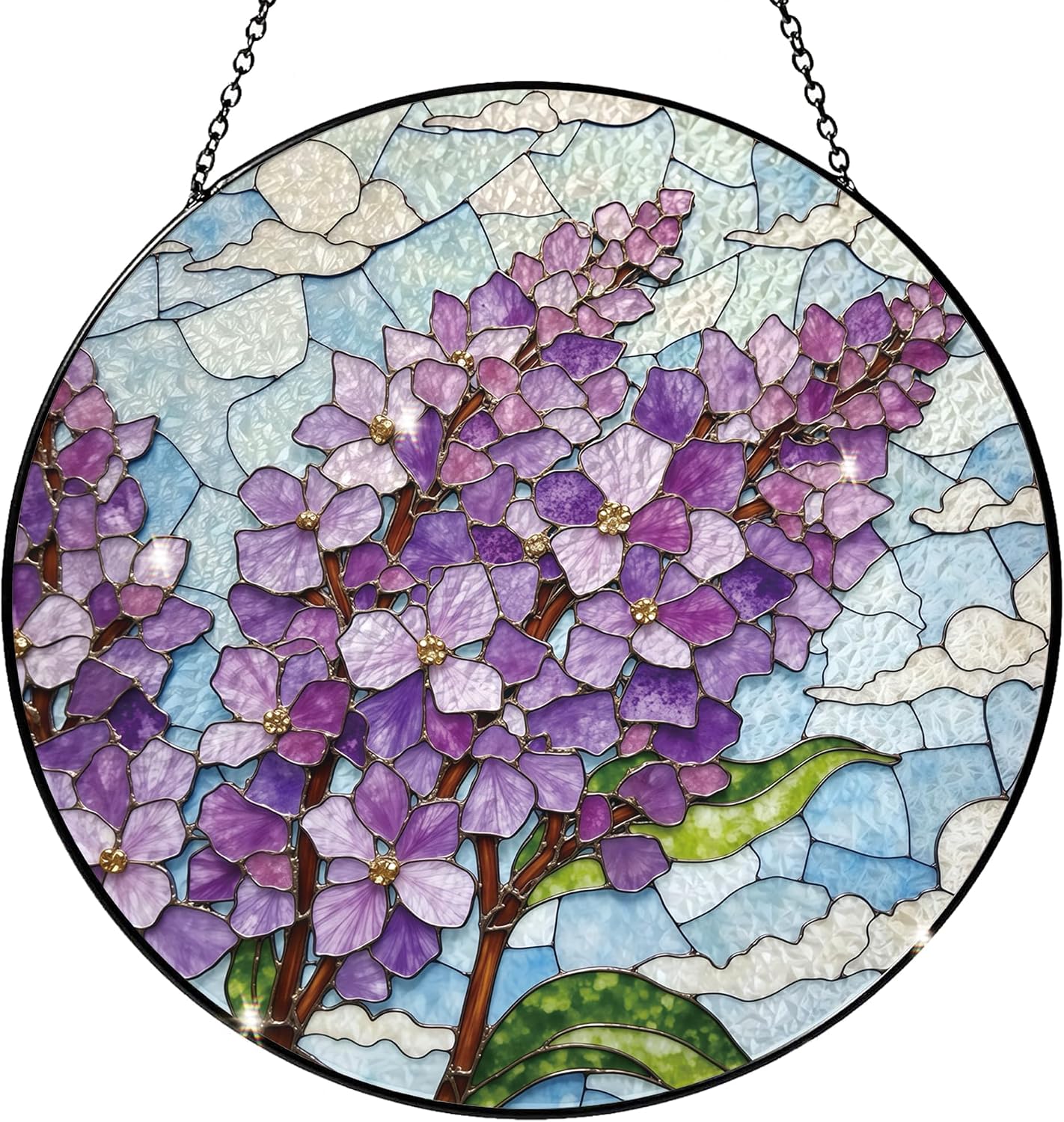 Purple Lilac Stained Glass Suncatcher