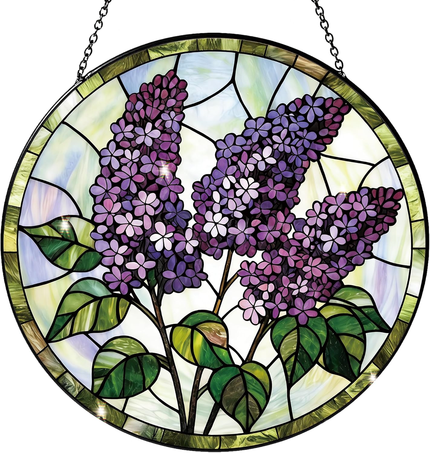 Purple Lilac Flower Stained Glass Suncatcher