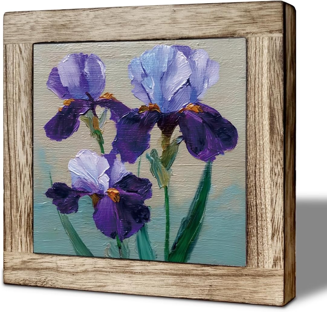 Botanical Iris Wooden Box Sign