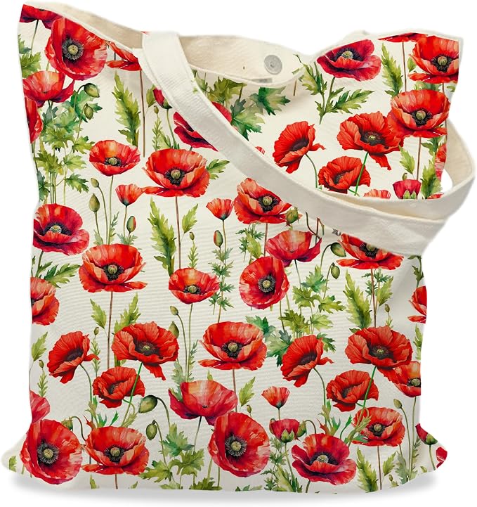 Red Poppy Canvas Tote Bag