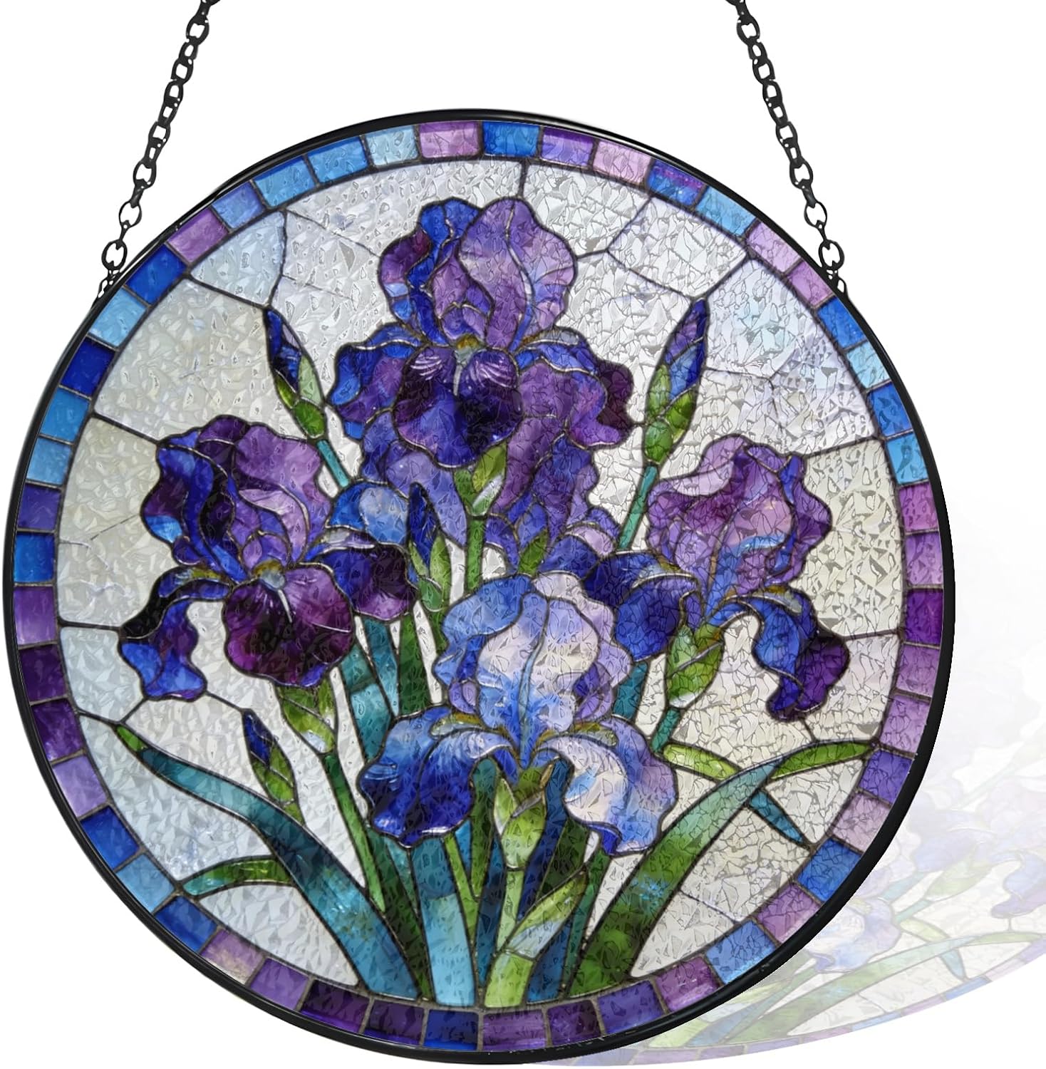 Stained Glass Iris Flower Suncatcher