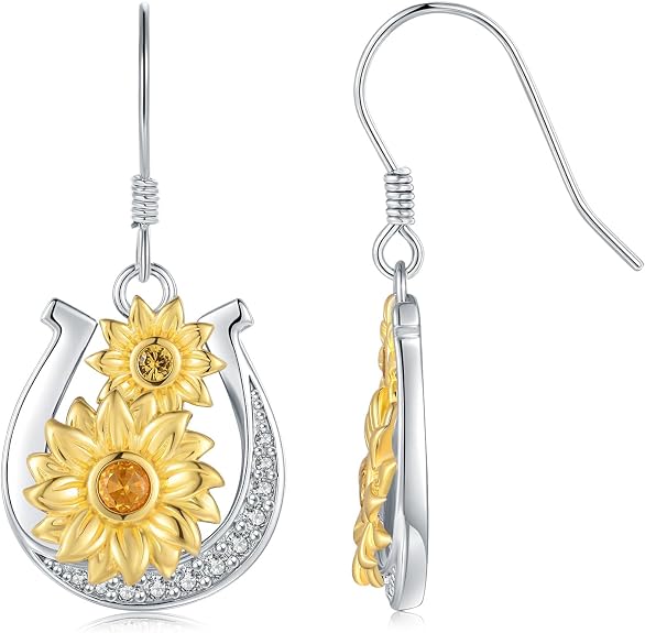 Sunflower Horse Shoe Earrings