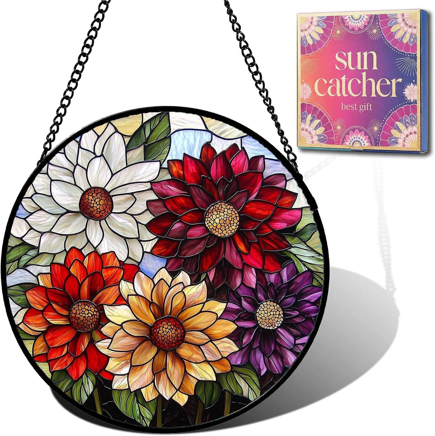 Colorful Dahlia Flower Suncatcher