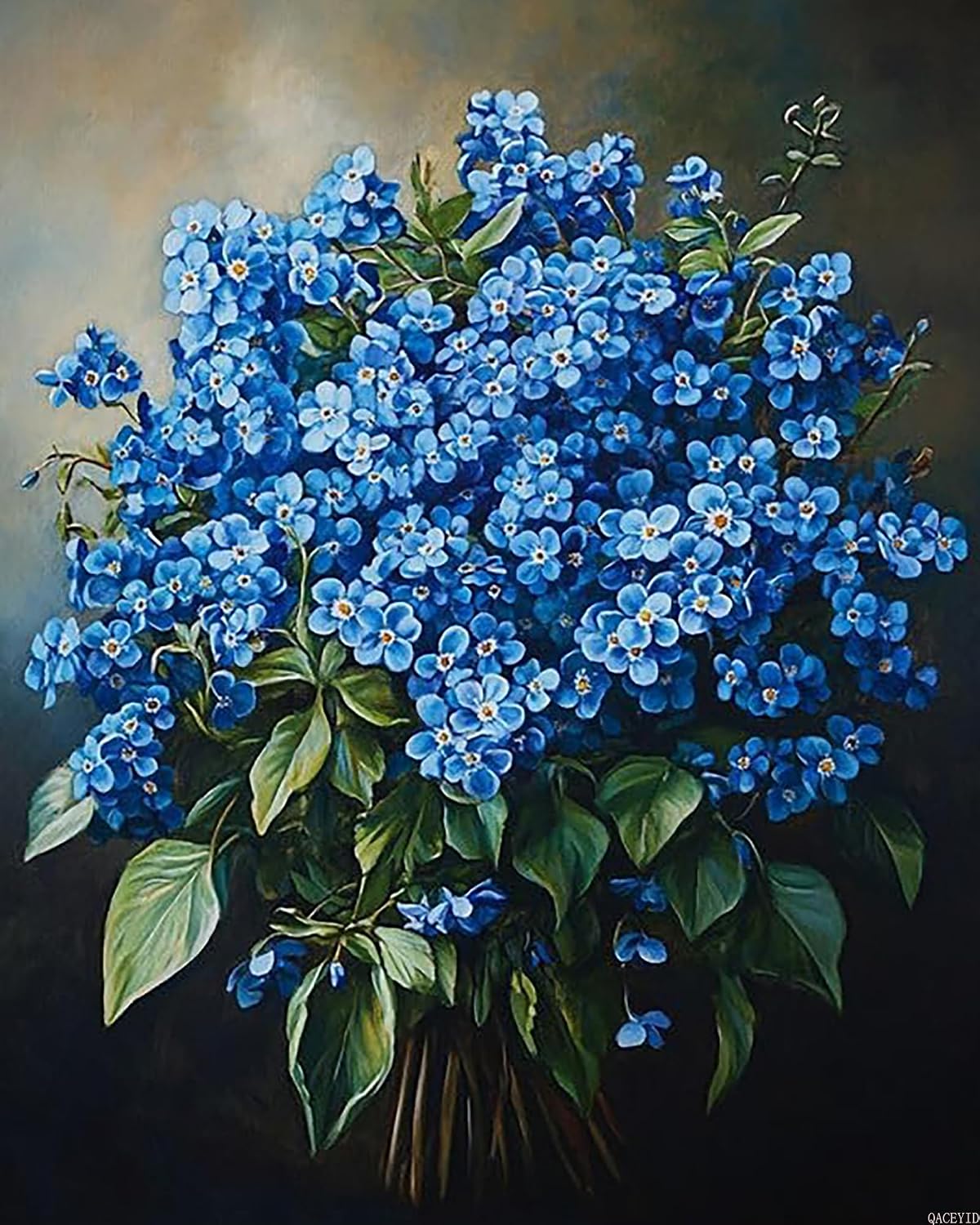Blue Forget Me Not Flowers Paint by Number