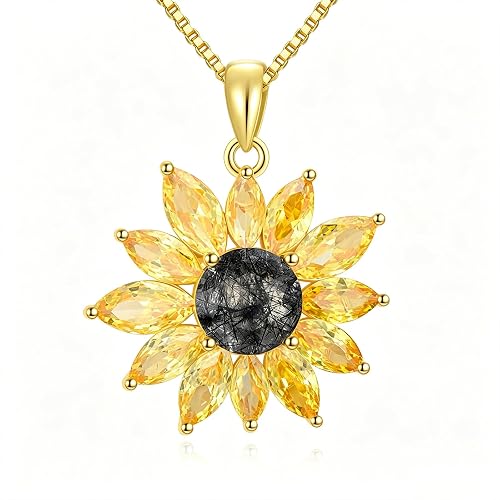 Citrine Sunflower Pendant and Necklace
