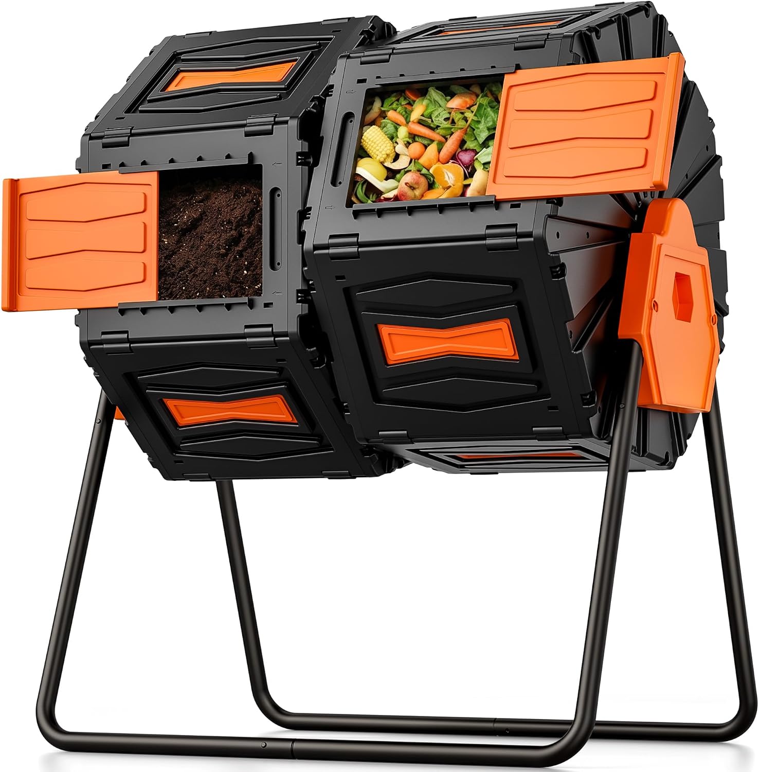 Composter Tumbler Outdoor, 45Gal Dual Chamber Batch Rotating Compost Tumbler