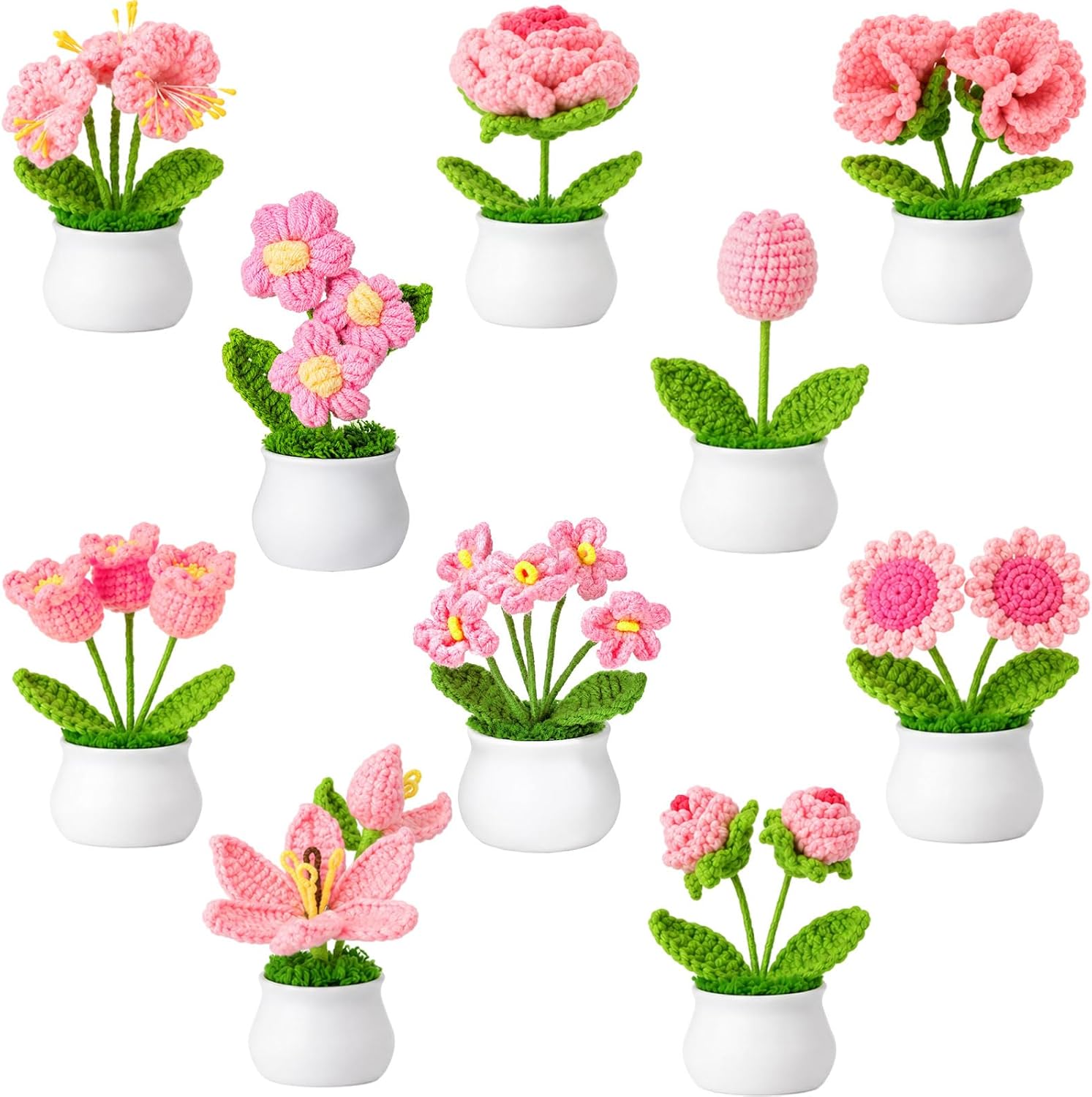 Set of 10 Crochet Flower Set