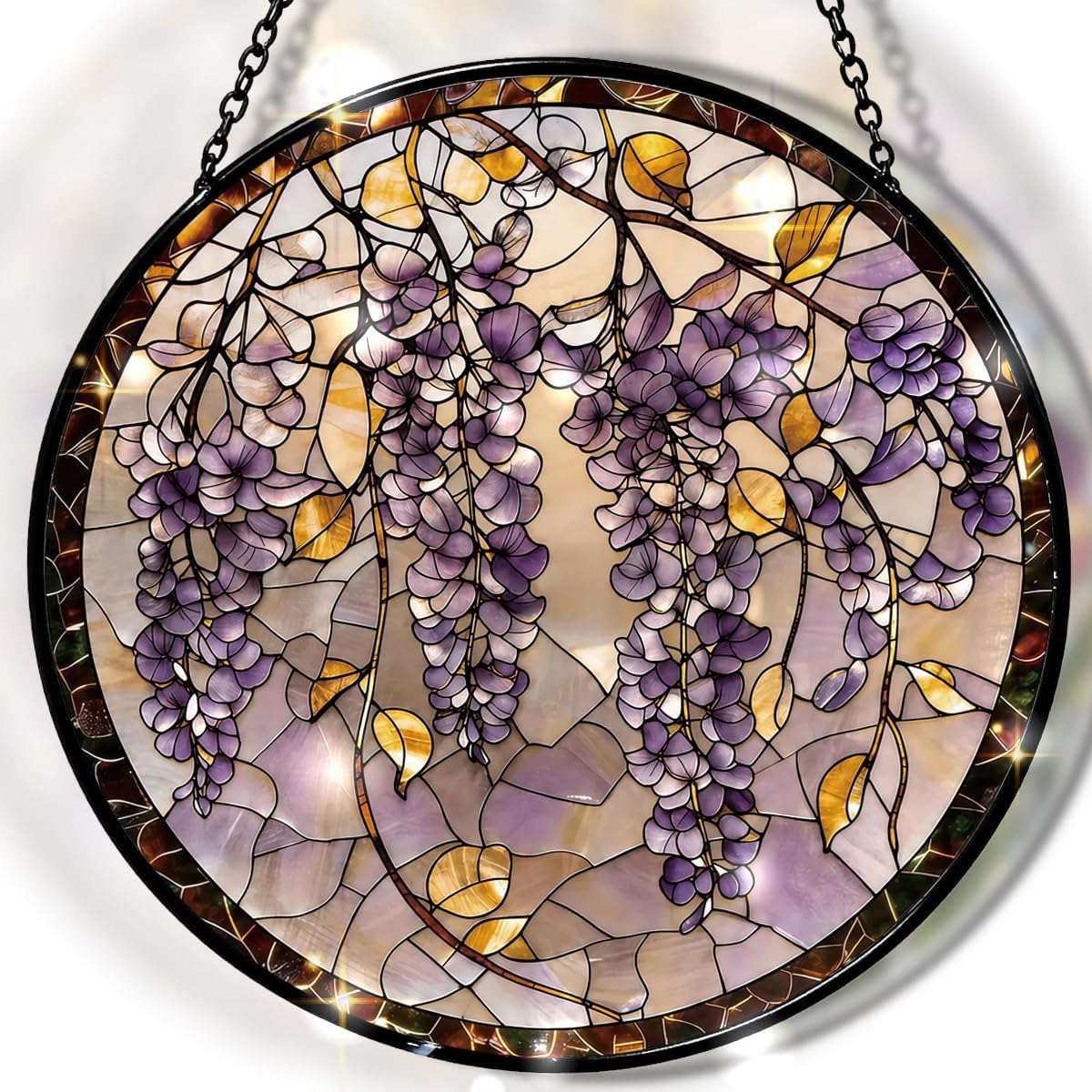 Wisteria Flowers Stained Glass Suncatcher