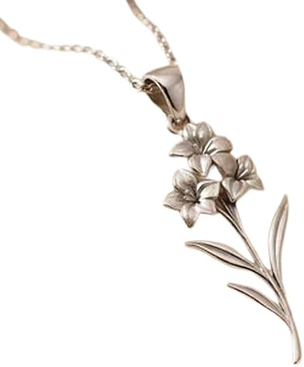 Silver Gladiolas Pendant Necklace