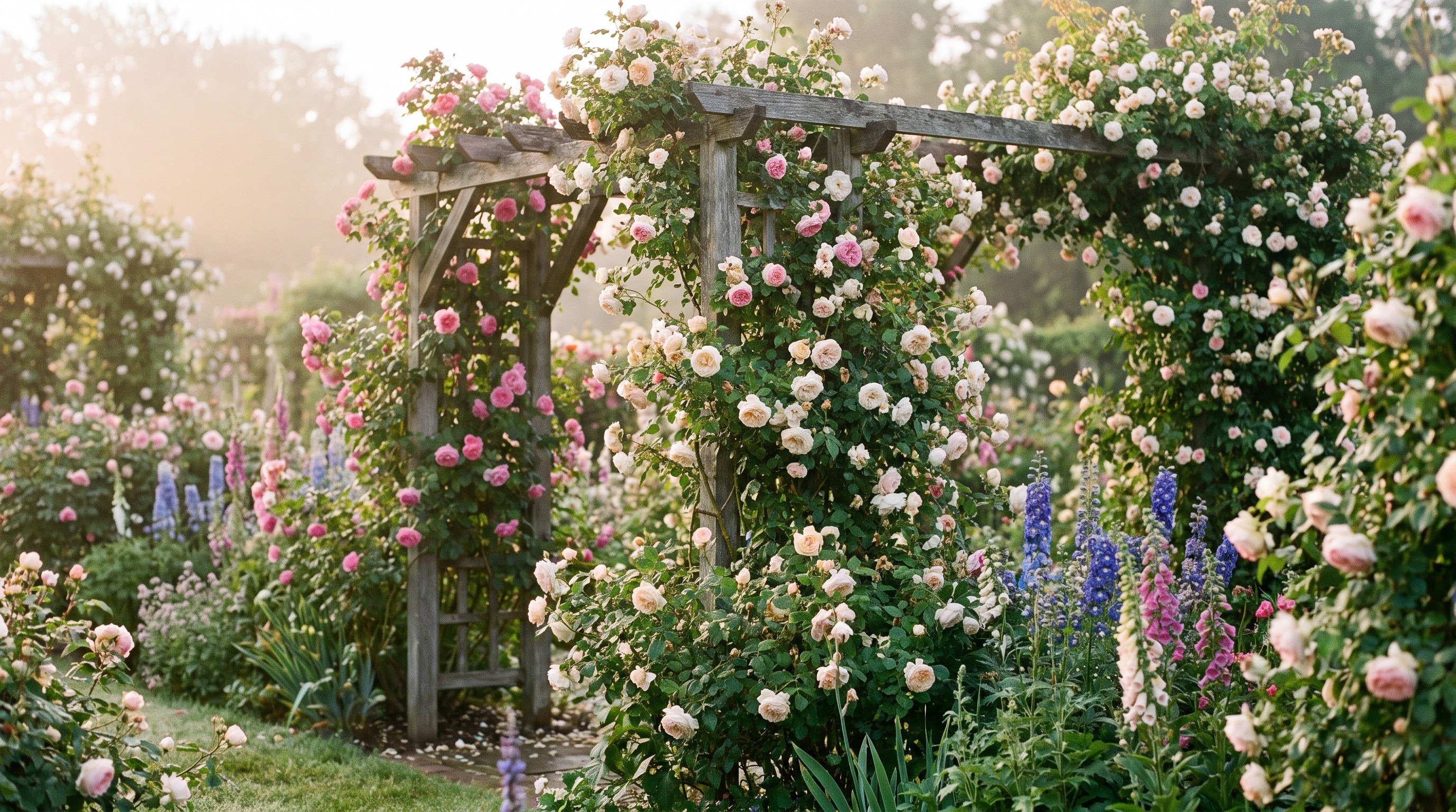 Prompt: raised garden bed built at wheelchair-accessible height with flowers and herbs, natural daylight, photographic