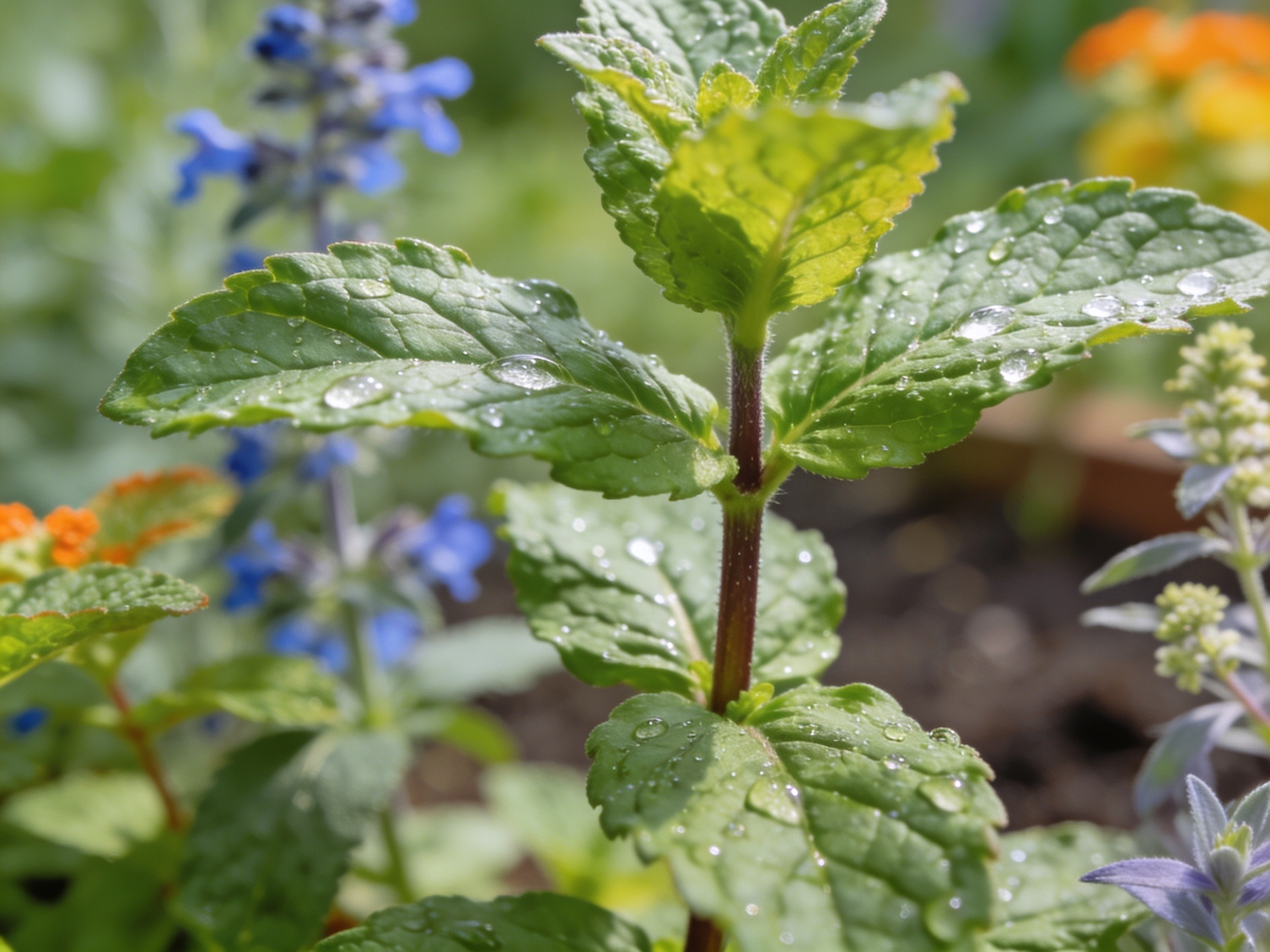 Apple mint with soft rounded fuzzy leaves